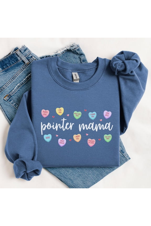 Pointer Mama Valentine Day Sweatshirt, Conversation Heart German Shorthair Pointer Mom Sweater, Vday Gsp Lover Pointer Dog Mom Crewneck