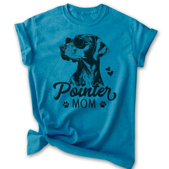 Pointer Mom T-shirt, Unisex Women's Shirt, German Shorthaired Pointer GSP Owner, Best Dog Mom Gift, Heather Blue, X-Large