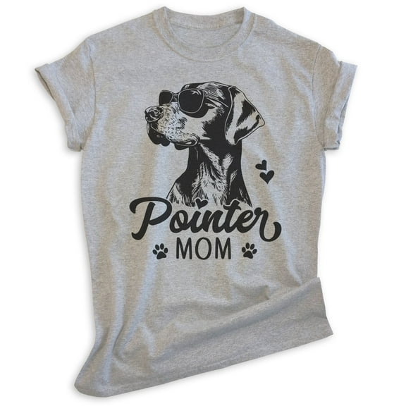 Pointer Mom T-shirt, Unisex Women's Shirt, German Shorthaired Pointer GSP Owner, Best Dog Mom Gift, Heather Gray, X-Large