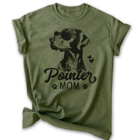 Pointer Mom T-shirt, Unisex Women's Shirt, German Shorthaired Pointer GSP Owner, Best Dog Mom Gift, Heather Military Green, Large