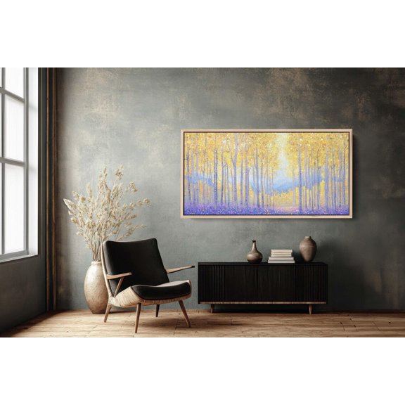 Pointillism Fall Aspens In Fall Autumn Forest Wall Art Unframed Paper Print