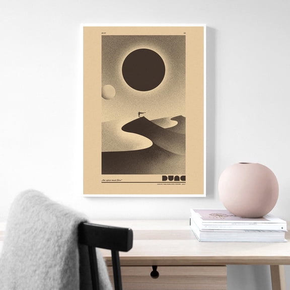 Pointillism Sand Dune Poster, Mural, Art Poster, Home Decoration, Player Room Decoration , Poster Print Only