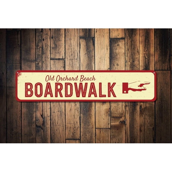 Pointing Hand Boardwalk Sign This Way Location Name Directional Sign Custom Beach House Decor - Walk Decor - Size: 16 x 4 Inches