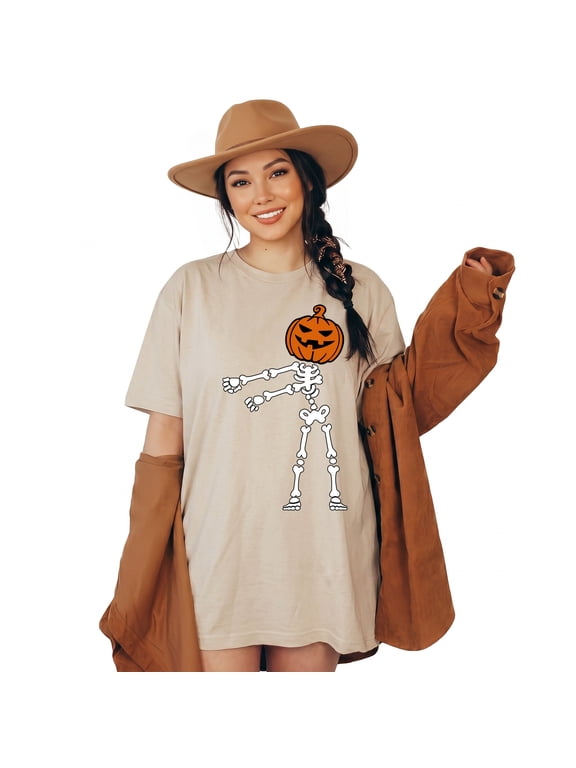 Pointing Pumpkin Skeleton Halloween T-Shirt, Funny Skeleton with Pumpkin Head Tee, Spooky Season Meme Shirt for Men, Halloween Gift