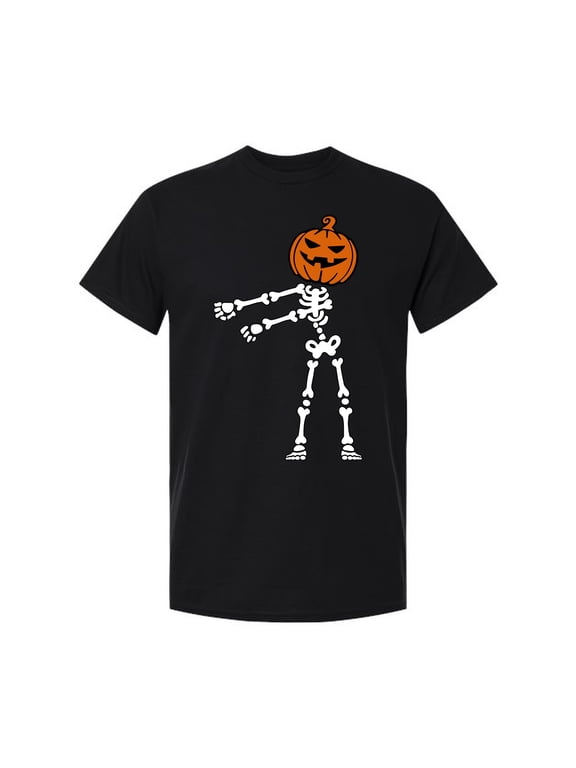 Pointing Pumpkin Skeleton Halloween T-Shirt, Funny Skeleton with Pumpkin Head Tee, Spooky Season Meme Shirt for Men, Halloween Gift