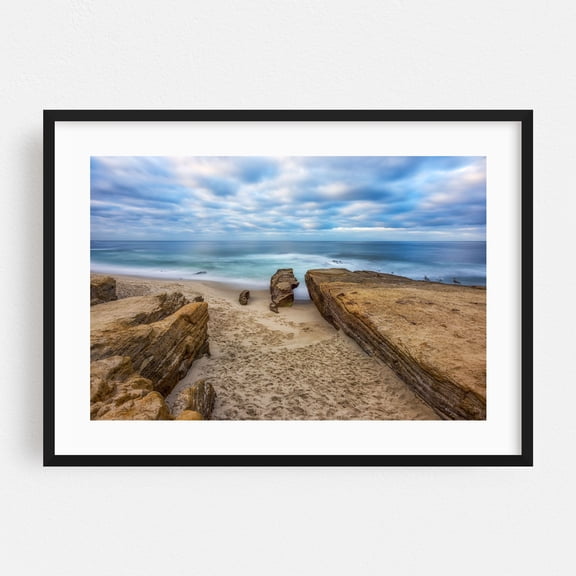 Pointing West - San Diego California Photography Beach Coast Ocean Coastal Waves Landscape Scenic Black Framed Wall Art Print 5 x 7 inches