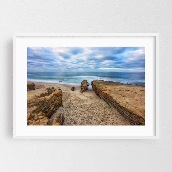 Pointing West - San Diego California Photography Beach Coast Ocean Coastal Waves Landscape Scenic White Framed Wall Art Print 5 x 7 inches