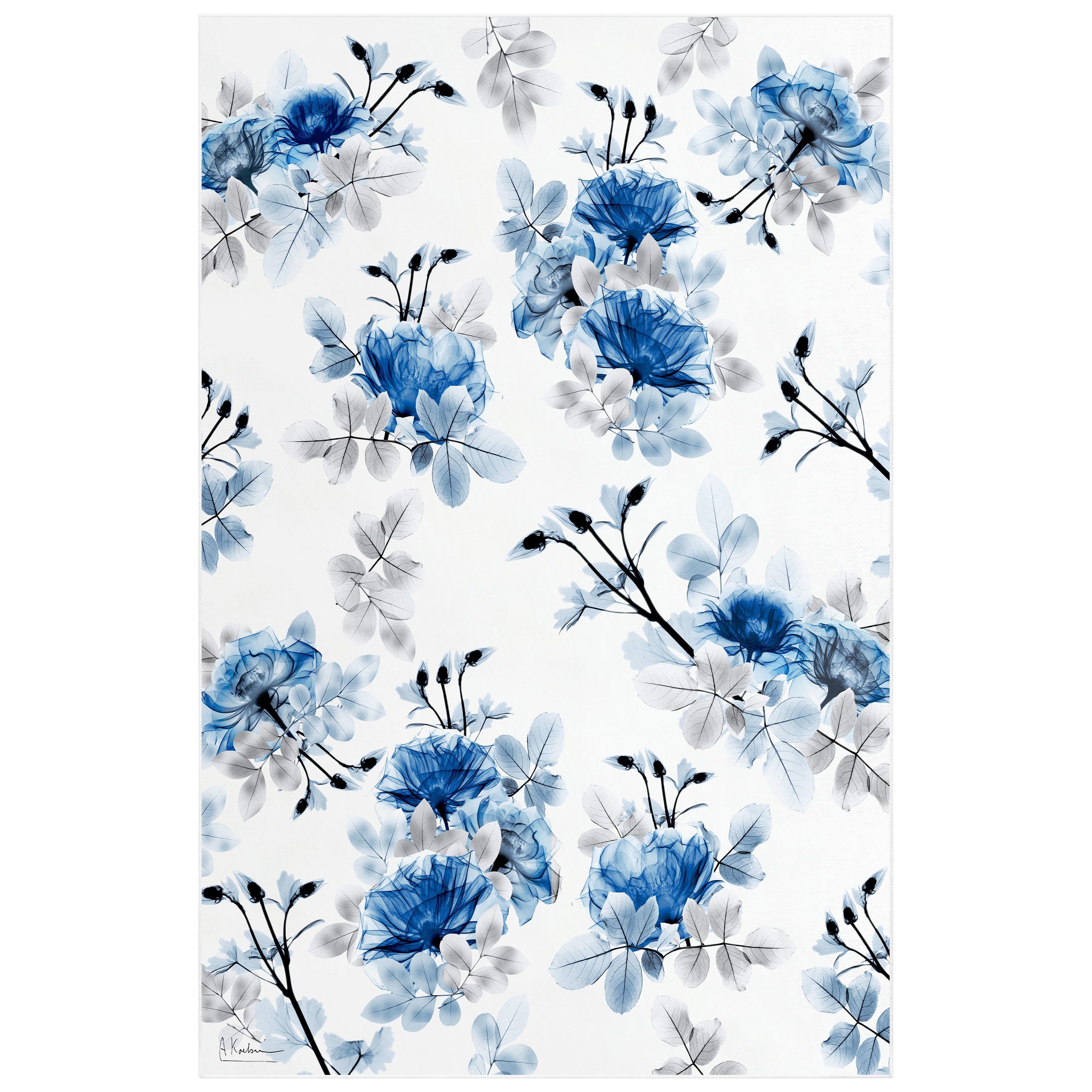 Pointless Friction Washable Flowers Art Area Rug size 5'x8', Power-loomed, Heavenly Softness with Non-Slipping Backing