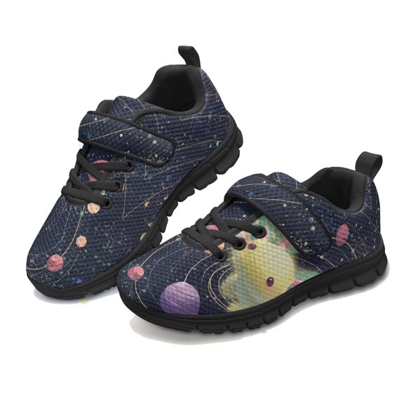 Pointodoor Axolotl Shoes for Girls Fashion Kids Planet Space Sneakers Size 2.5 School Knitted Mesh Slip on Walking Tennis Shoes Lightweight with Single Buckle