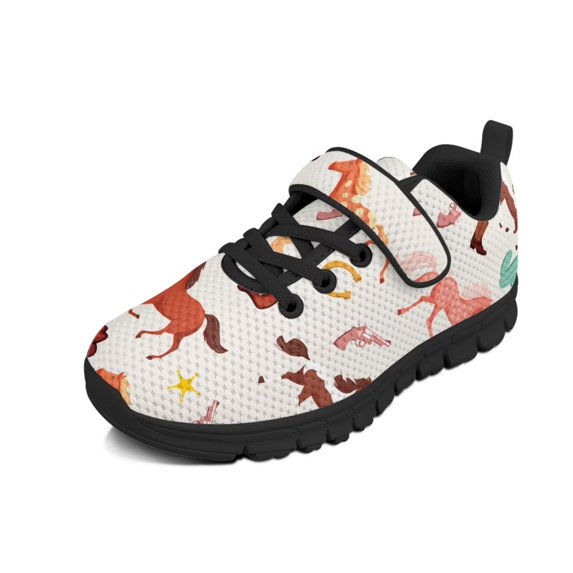 Pointodoor Boys Horse Sneakers Little Kids Mesh Breathable Sport Sneakers for Boys Girls Fashion Primary School Students Athletic Casual Rubber Sole Running Shoes