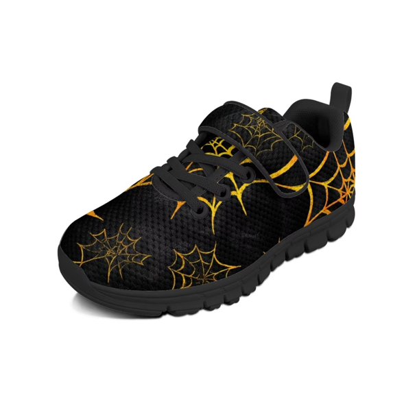Pointodoor Boys Yellow Web Shoes Fashion Halloween Sneakers Size 1 Little Kid Single Buckle Sports Trail Gym Shoes Lightweight Knitted Mesh Tennis Running Shoe