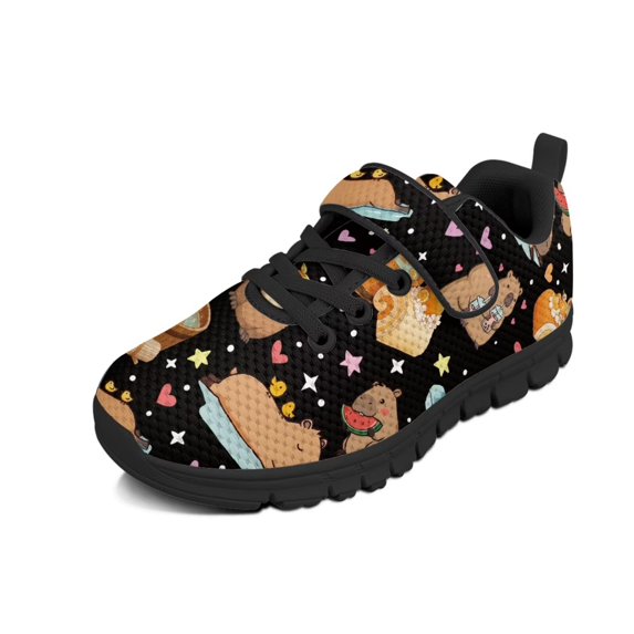 Pointodoor Cute Capybara Star Shoes for Boys Non Slip Athletic Running Fashion Sneakers Rubber Sole Walking Breathable Shoes for Kids Girls Lightweight