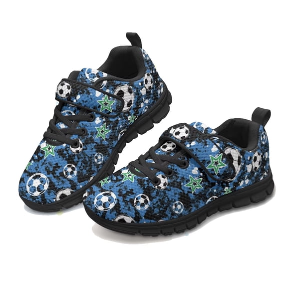 Pointodoor Football Shoes for Boys Blue Camo Running Shoes Size 10.5 Little Kid Single Buckle Lace Up Sneakers Rubble Sole School Cute Football Athletic Sneakers Lightweight