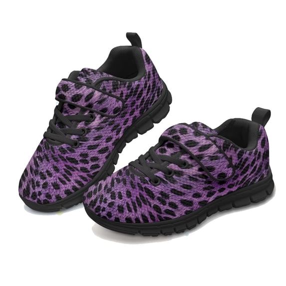Pointodoor Girls Tennis Shoes Size 12.5 Non Slip Sneakers for Kids Purple Leopard Print ingle Buckle Athletic Running Tennis Shoes Breathable Lightweight