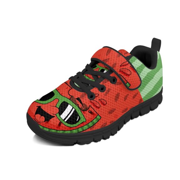 Pointodoor Kids Watermelon Shoes for Girls Boys Summer Style Sneakers Size 1 Anti-Slip Hiking Trail Athletic Sneakers Lightweight Knitted Mesh Sports Shoes