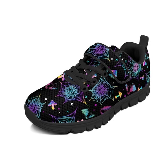 Pointodoor Rainbow Mushroom Cobweb Sneakers for Boys Kids Running Shoes Girls Mesh Fitness Shoes Hook and Loop Indoor Training Sneaker Lightweight for Little Kid/Big Kid