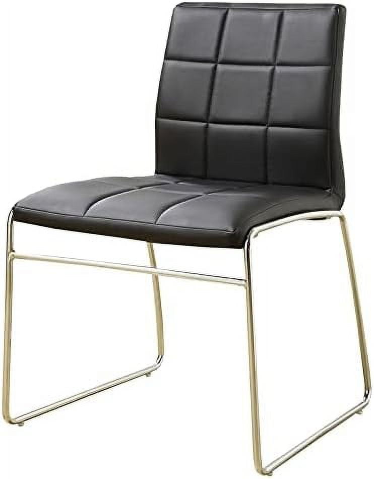 Modern Black Faux Leather Side Chair with Chrome Legs