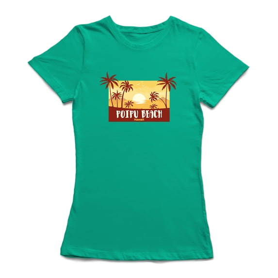 Poipu Beach From Hawaii, Medium Front Graphic Women's T-shirt