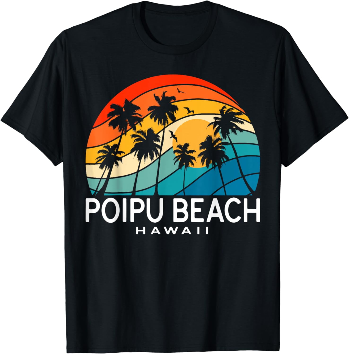 Poipu Beach Hawaii Palm Tree Tropical Beach Souvenir TShirt
