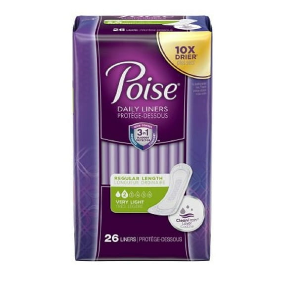 Poise Bladder Control Pad 7-1/2 Inch Length Light Absorbency Absorb-Loc One Size Fits Most Female Disposable, 19305 - Pack of 26