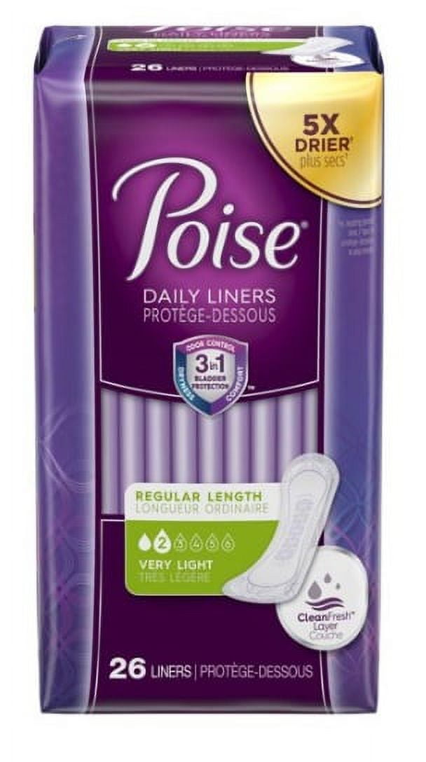 Poise Bladder Control Pad 7-1/2 Inch Length Light Absorbency Absorb-Loc One  Size Fits Most Female Disposable, 19305 - Pack of 26 