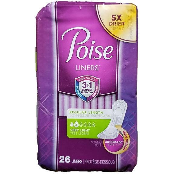Poise Bladder Control Pad, Light Absorbency ,Absorb-Loc, Female, Disposable, 7.5 Inch Length, 2 Cases of 208 (416 Total)
