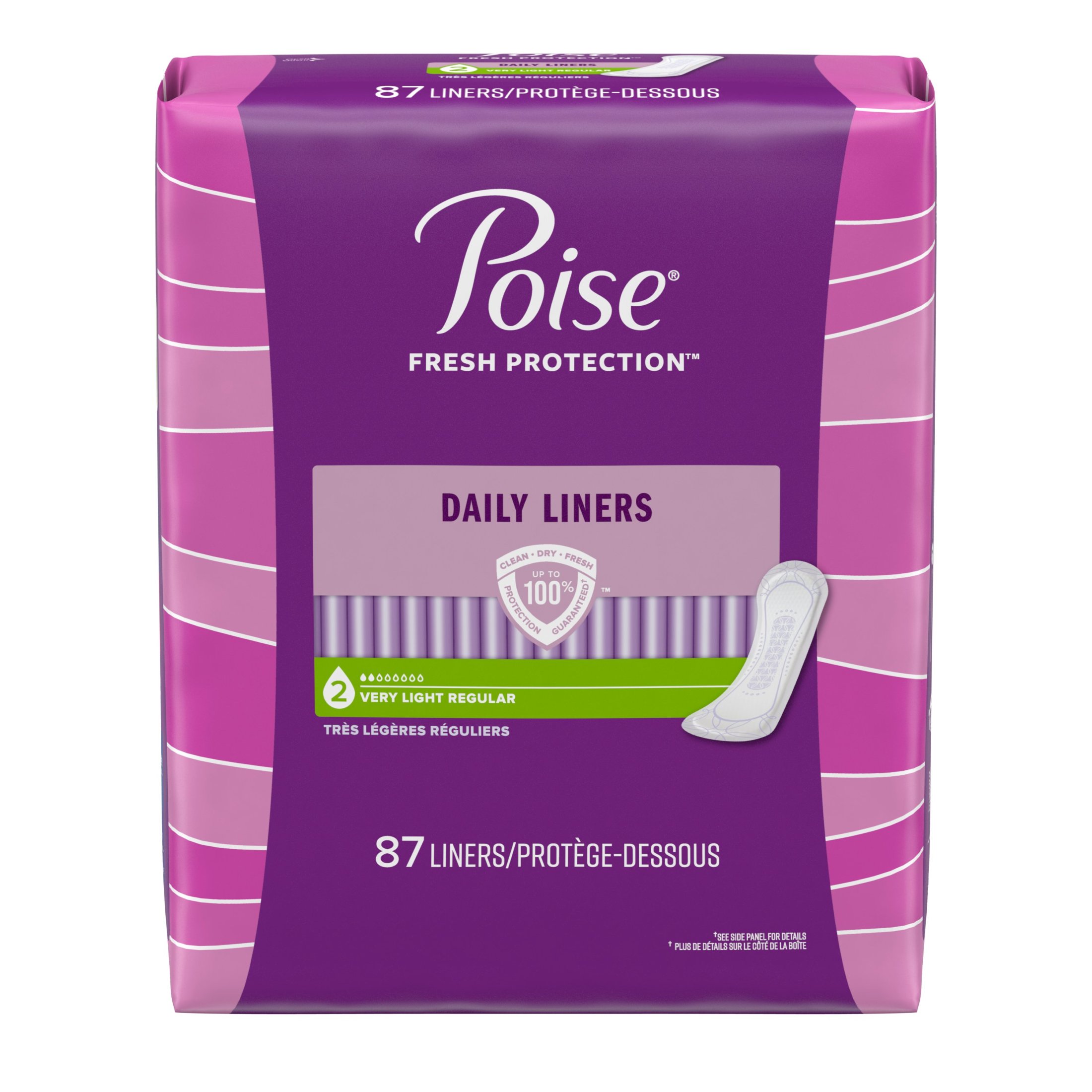 Poise Daily Incontinence Panty Liners, 2 Drop, Very Light Absorbency