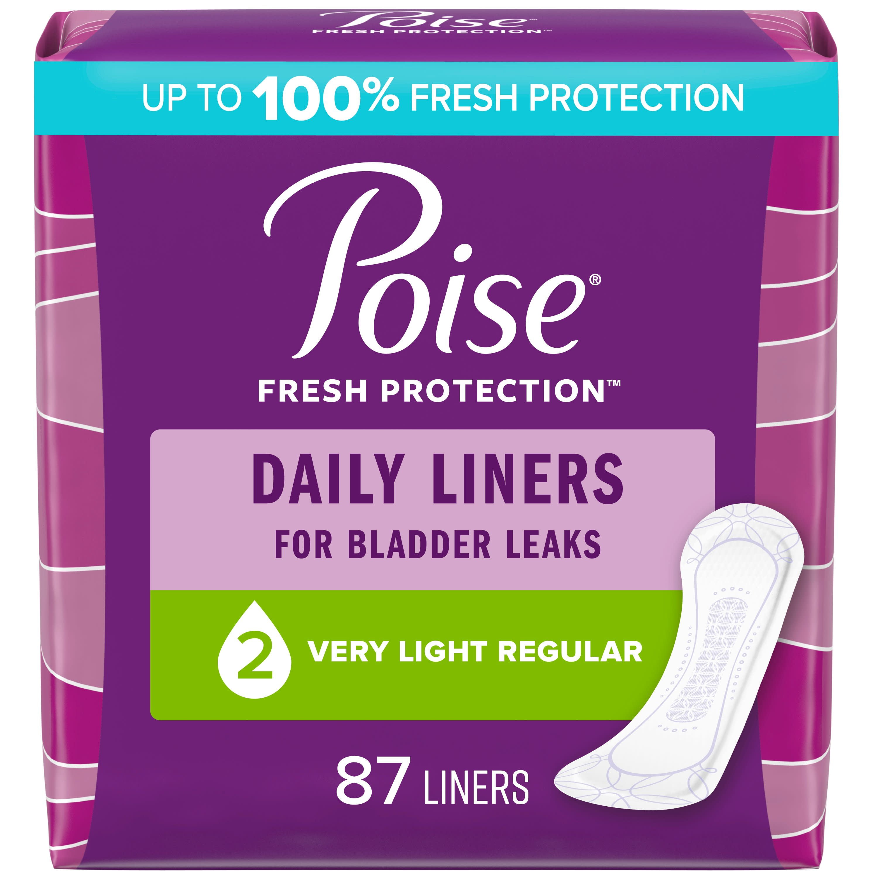 Poise Daily Incontinence Panty Liners, 2 Drop, Very Light