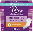 thumbnail image 1 of Poise Daily Microliners, Incontinence Panty Liners, 1 Drop, Lightest Absorbency, Long, 50Ct, 1 of 9