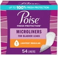 thumbnail image 1 of Poise Daily Microliners, Incontinence Panty Liners, 1 Drop, Lightest Absorbency, Regular, 54Ct, 1 of 8