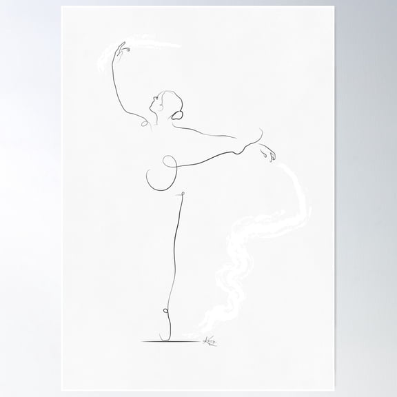 Poise' Dancer Line Drawing Poster Wall Art, Modern Wall Decor For Living Room Bedroom, 8x12 UNFRAMED