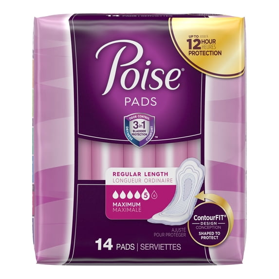 Poise Female Incontinent Pad Contoured