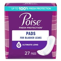 Poise Heavy Absorbency Female Incontinent Pad, Long, Large, 108 Ct