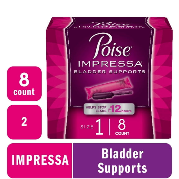 Poise Impressa Women's Incontinence Bladder Support for Women, Size 2, 8 Count