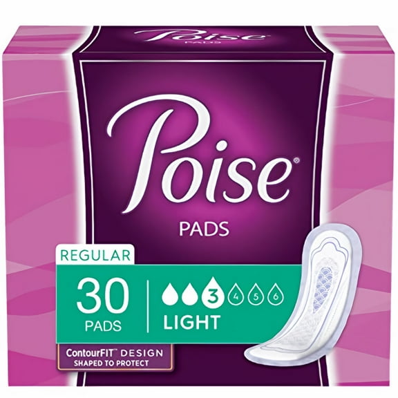 Poise Incontinence Pads Light Absorbency Regular (Pack of 3)