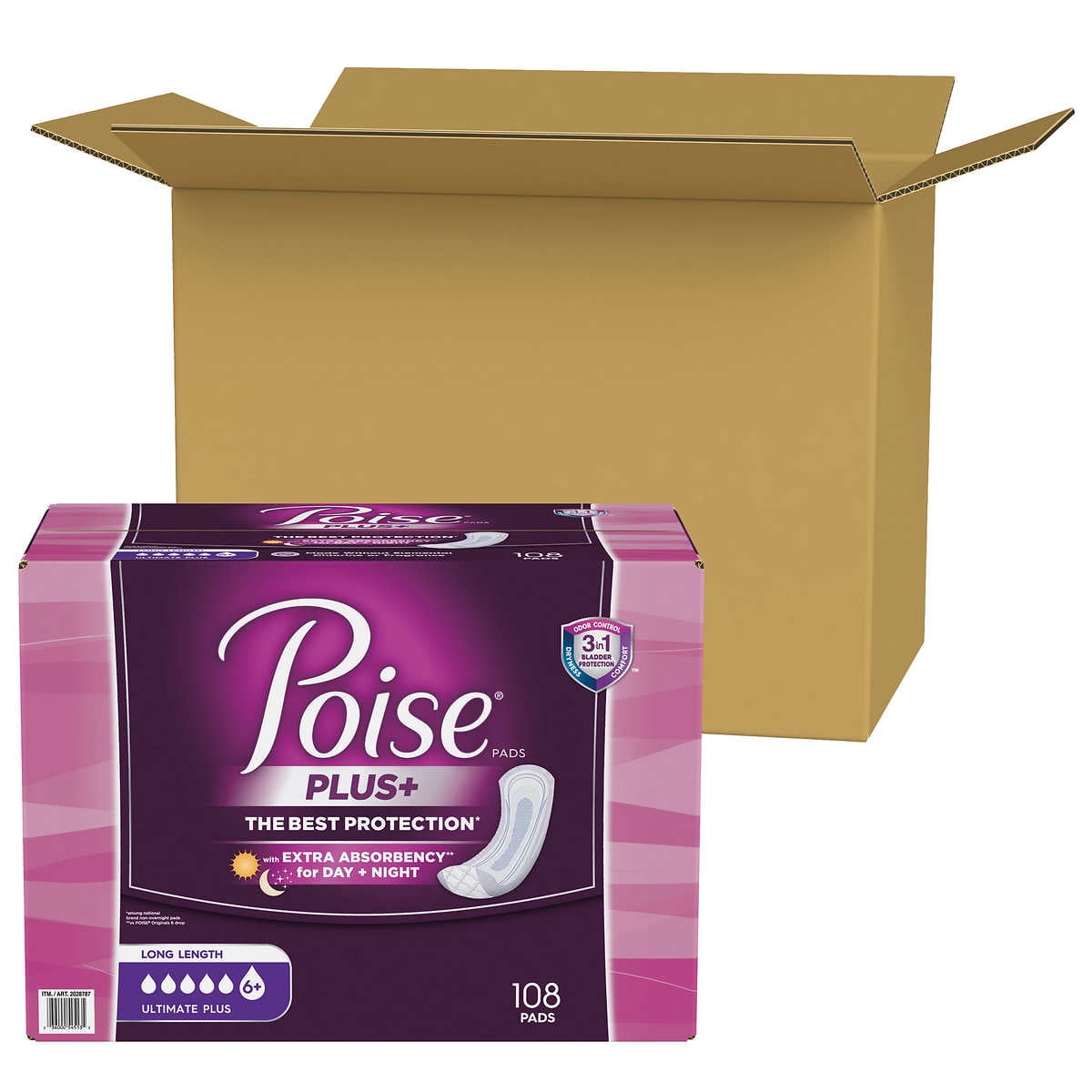 Poise Incontinence Pads, Maximum Absorbency, Long, 156 Count