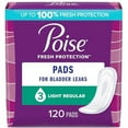 thumbnail image 1 of Poise Incontinence Pads & Postpartum Incontinence Pads, 3 Drop Light Absorbency, Regular Length, 120 Count (4 Packs of 30), Packaging May Vary, 1 of 4