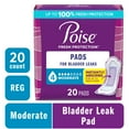 thumbnail image 1 of Poise Incontinence Pads for Women, 4 Drop Moderate Absorbency, Regular Length, 20 Count, 1 of 8