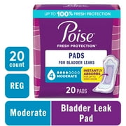 Poise Incontinence Pads for Women, Moderate Absorbency, Regular Length, 20 Count