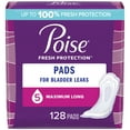 thumbnail image 1 of Poise Incontinence Pads for Women, 5 Drop, Maximum Absorbency, Long, 128Ct, 1 of 9