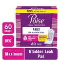 thumbnail image 1 of Poise Incontinence Pads for Women, 5 Drop Maximum Absorbency, Long Length, 60 Count, 1 of 8