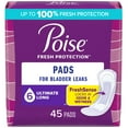 thumbnail image 1 of Poise Incontinence Pads for Women, 6 Drop Ultimate Absorbency, Long Length, 45 Count, 1 of 9