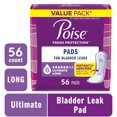 thumbnail image 1 of Poise Incontinence Pads for Women, 6 Drop Ultimate Absorbency, Long Length, 56 Count, 1 of 8