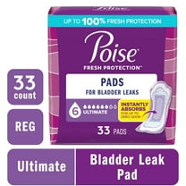 Poise Incontinence Pads for Women, 6 Drop Ultimate Absorbency, Regular Length, 33 Count