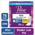 thumbnail image 1 of Poise Incontinence & Postpartum Pads for Bladder Leaks, 7 Drop Ultra Absorbency, Long Length, 78 Count, 1 of 9