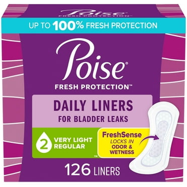 Poise Liners Incontinence Panty Liners, 2 Drop Very Light Absorbency, Regular, 126 Count