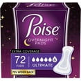 thumbnail image 1 of Poise Overnight Incontinence Pads, Ultimate Absorbency, 72 Count (2 Packs of 36) (Packaging May Vary), 1 of 3