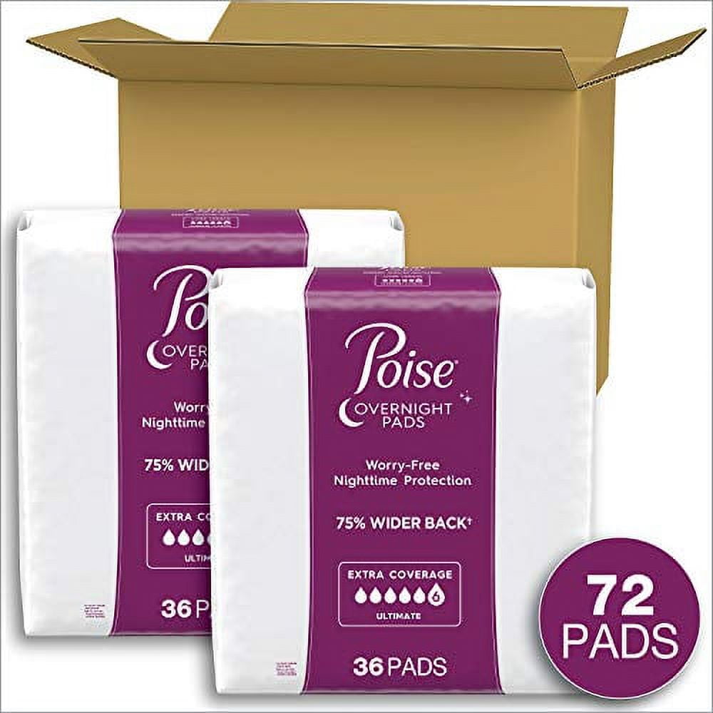 Poise Women's Overnight Incontinence Pads, Ultimate Absorbency, Extra