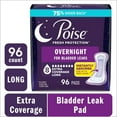 thumbnail image 1 of Poise Overnight Incontinence & Postpartum Pads for Bladder Leaks, 8 Drop Extra Coverage, 96 Count (4 Packs of 24), Packaging May Vary, 1 of 9