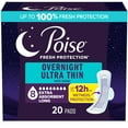 thumbnail image 1 of Poise Overnight Ultra Thin Incontinence & Postpartum Pads with Wings for Bladder Leaks, 8 Drop Extra Absorbent, Long Length, 20 Count, 1 of 4
